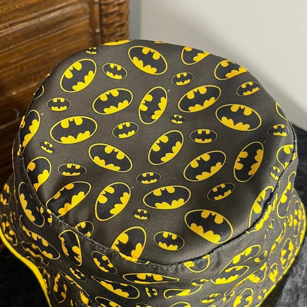 Batman Kids Bucket Hat - Black and Gray with Yellow Trim, OSFM youth
